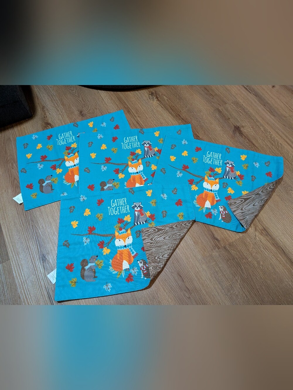 Fall Double Sided Woodland Fabric Placemats (4)